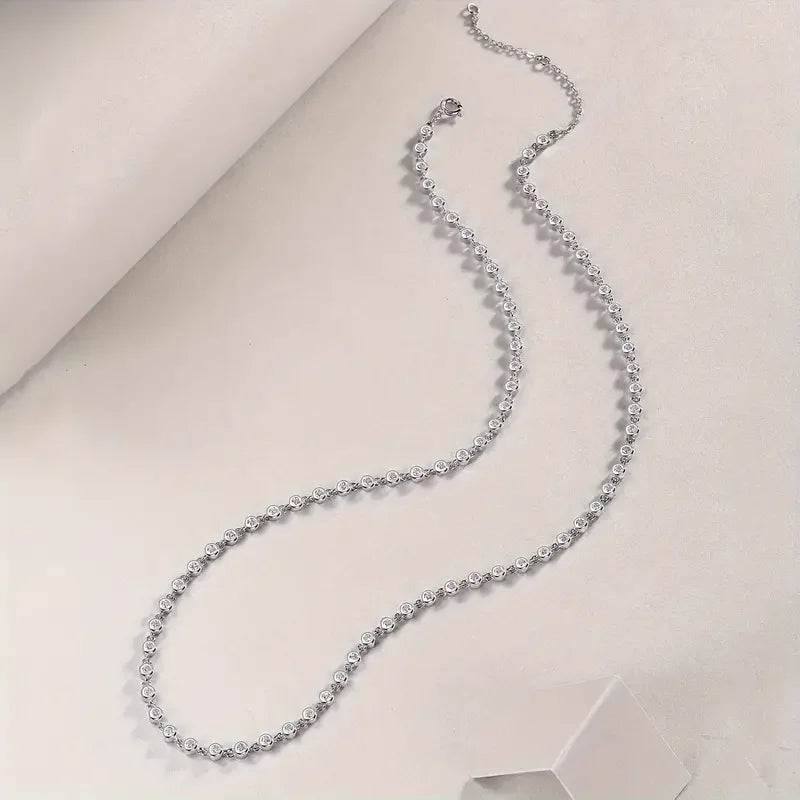 Moissanite Tennis Necklace 925 Sterling Silver 18K Gold Plated Adjustable