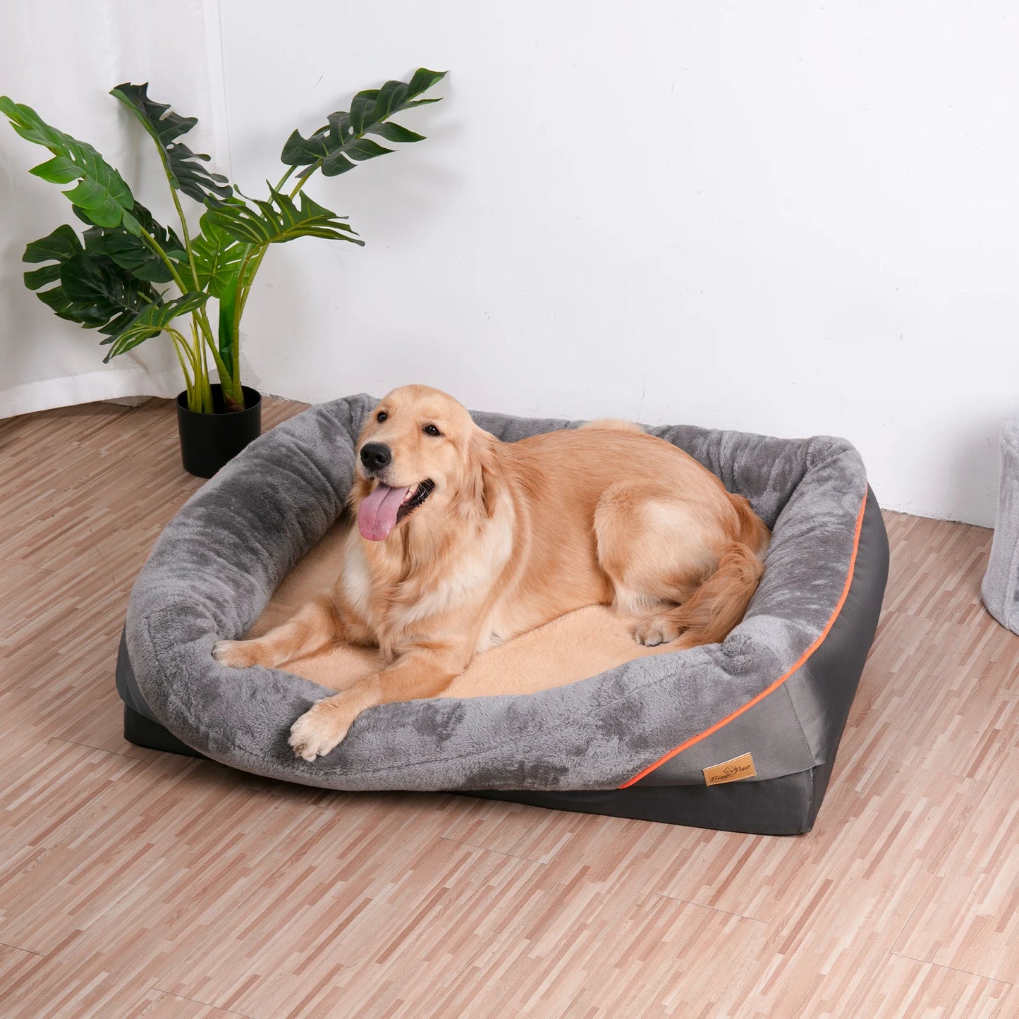 BINGOPAW Dog Bed Orthopedic Foam Mattress With Cotton Padded Bolster And Removable Washable Cover