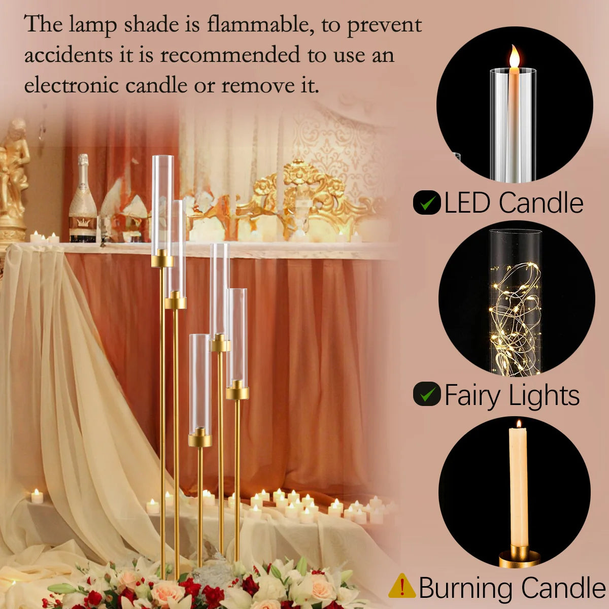 VINCIGANT Floor Candelabra Five Arm Candle Holder LuxuriousWeddingReceptionDecorCollection