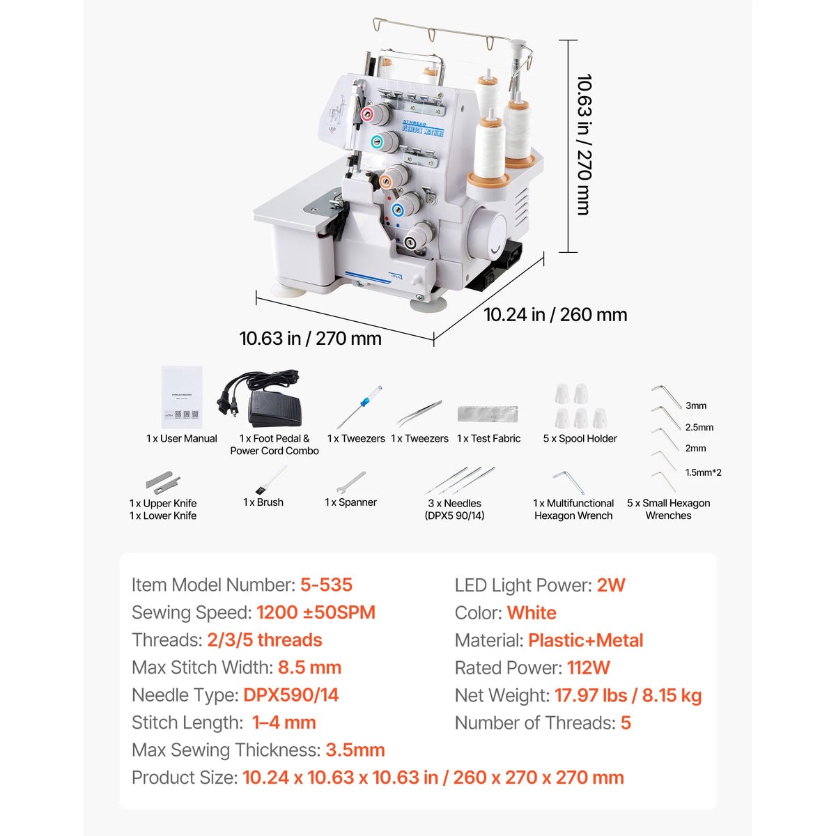 SucceBuy Serger Overlock Sewing Machine 2 3 4 Thread Capability