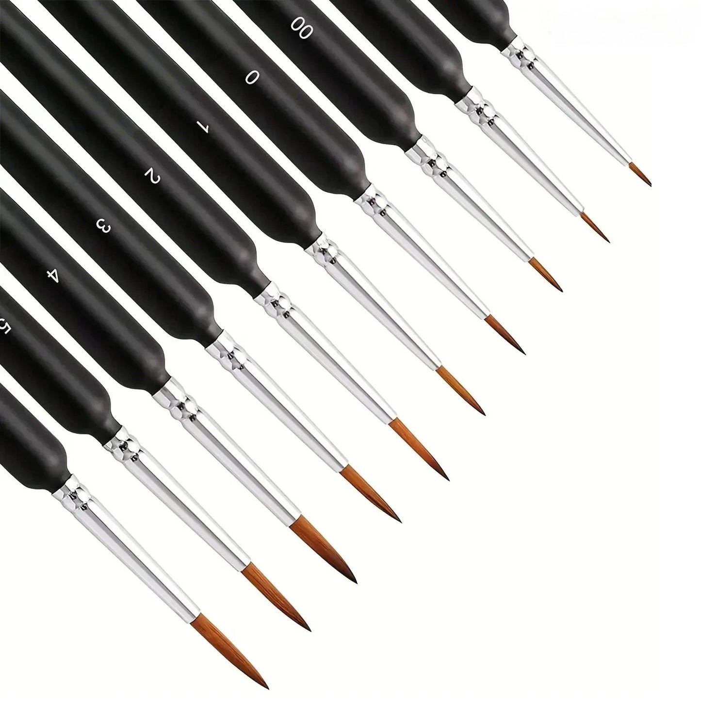 Miniature Detail Tip Paint Brush Set With Ergonomic Handles Acrylic