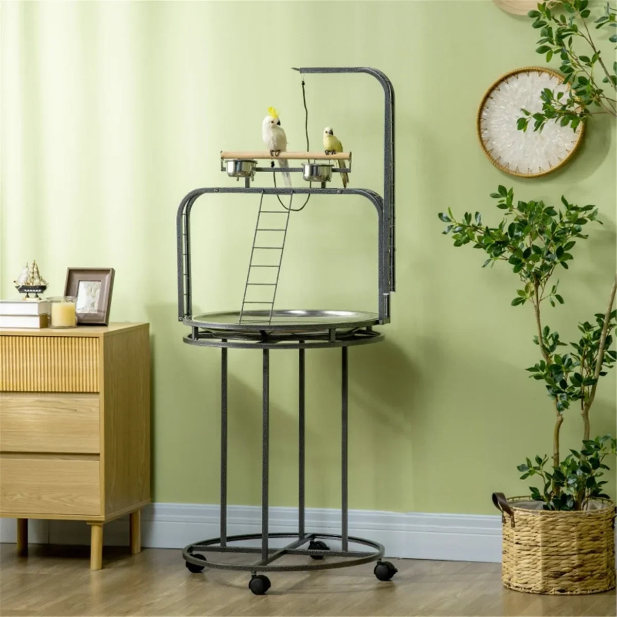 Large Bird Perch Stand With Toy Hook And Three Ladders