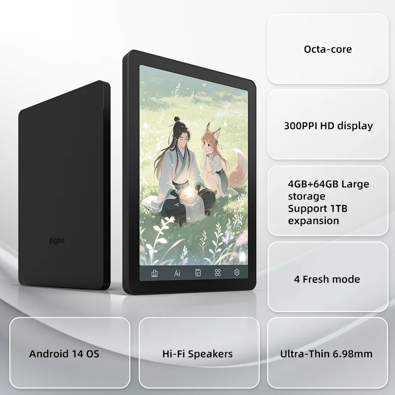 BIGME B6 Color E Ink Ereader With Front Light Android 14 OS