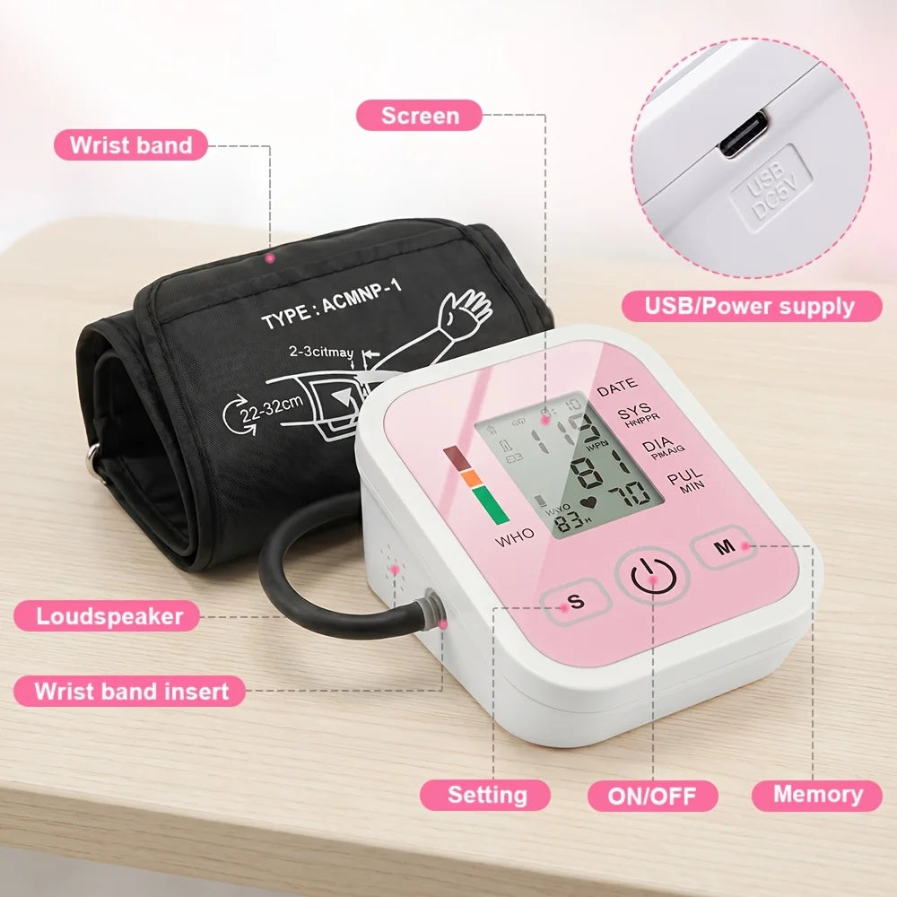 Automatic Upper Arm Blood Pressure Monitor With Large LCD Display