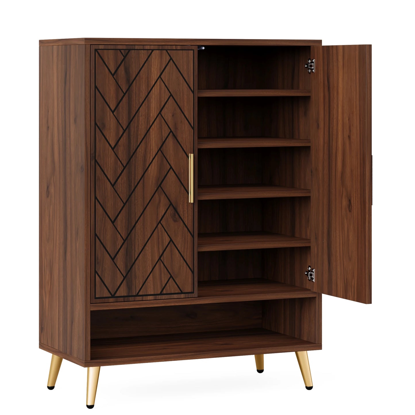 Tribesigns 6-Tier Wooden Shoe Cabinet with Doors and Adjustable Shelves