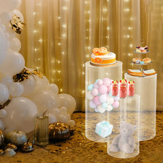 Bymaocar Deluxe Transparent Cylinder Display Stands For Spectacular Wedding Decor