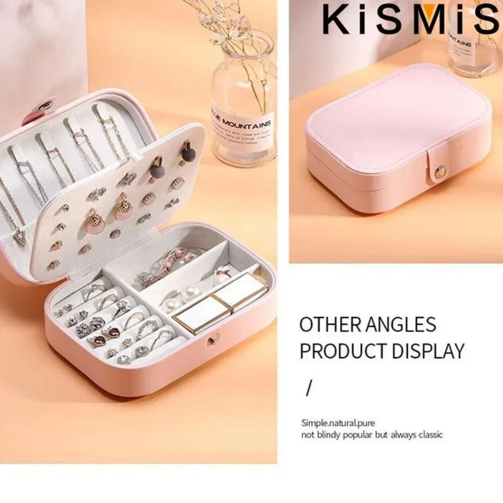 KISMIS PU Leather Jewelry Organizer Box With Travel Compartments
