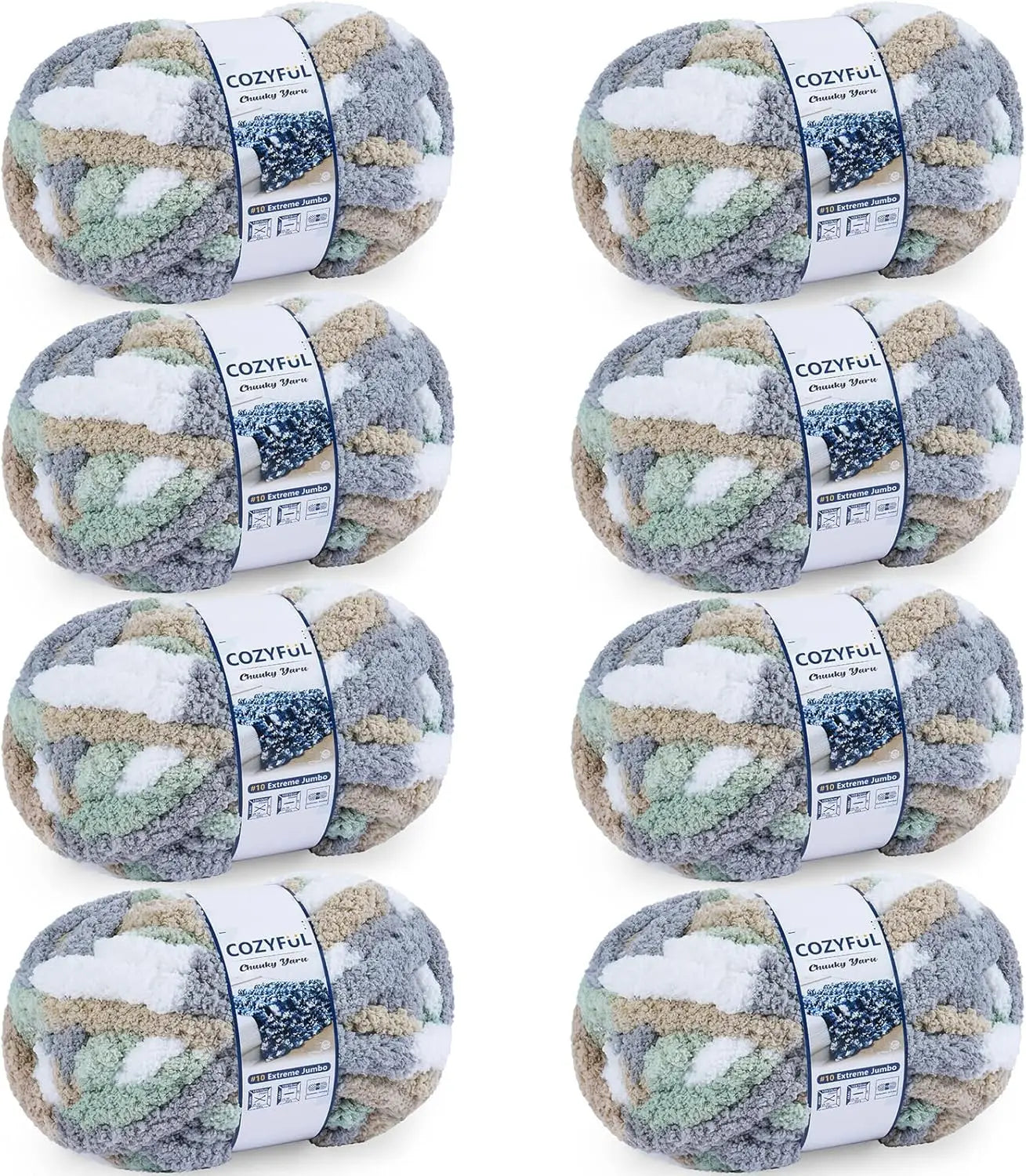 Chenille Cotton Yarn For Hand Knitting 8 Skeins Bundle