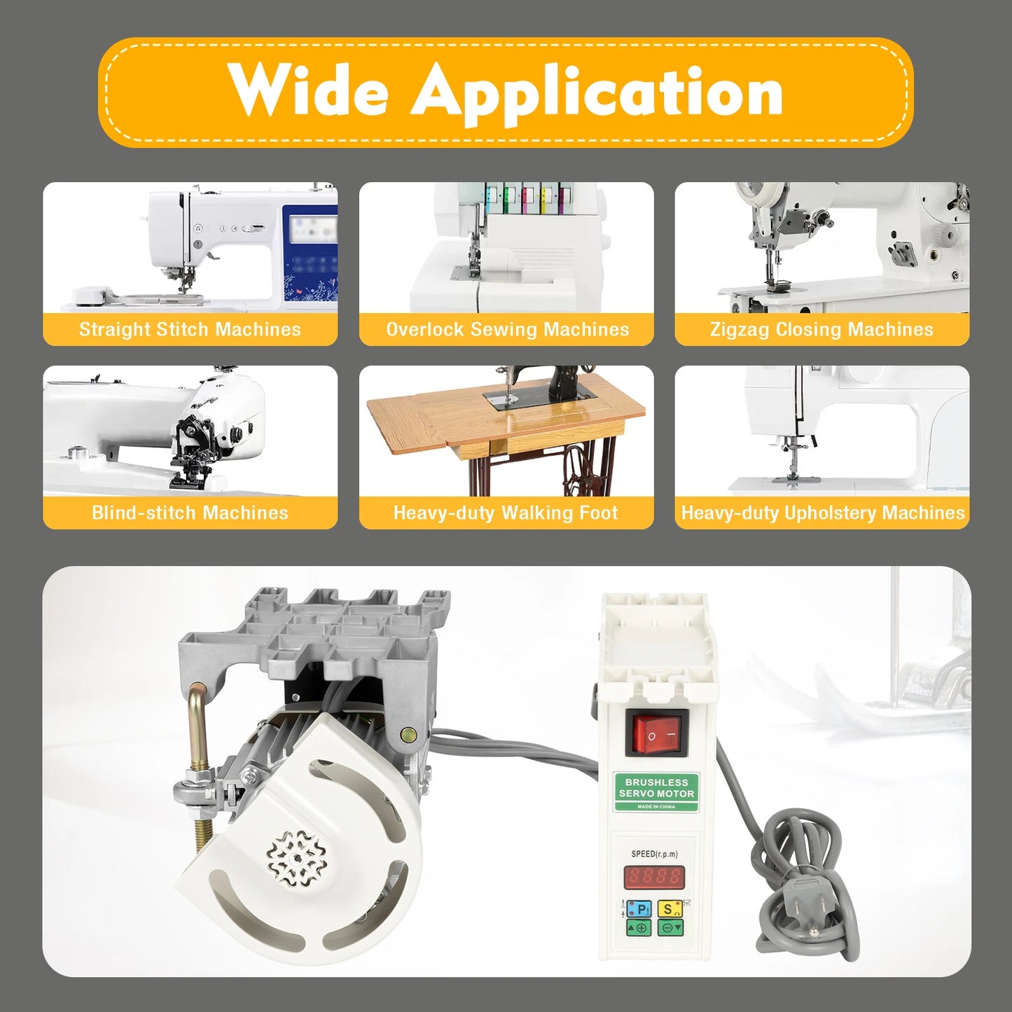 Brushless Sewing Machine Servo Motor 4500rpm 110V 600W