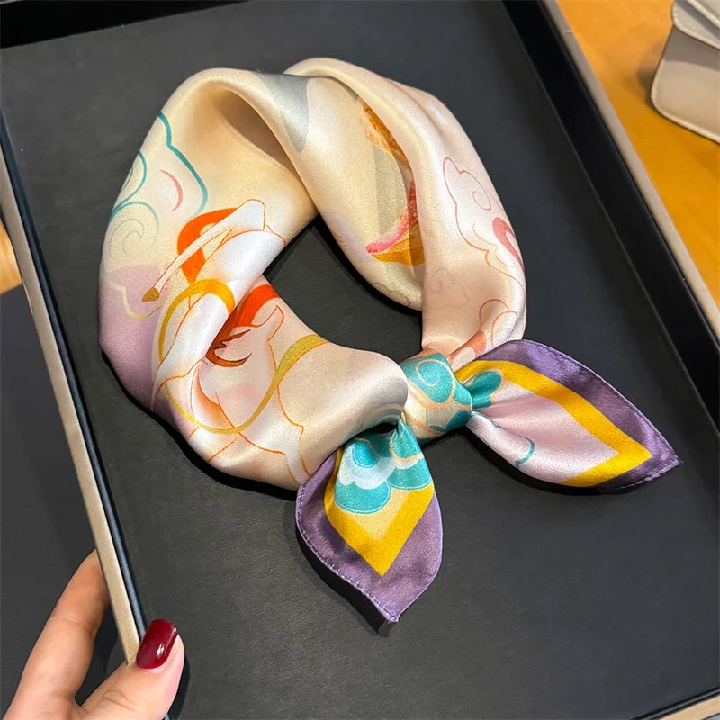 Runmei Mulberry Silk Scarf Bandana for Women Square Hijab Wrap