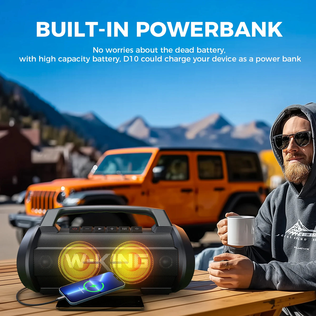 W-King 70W RMS Portable Bluetooth Speaker With IPX6 Waterproof