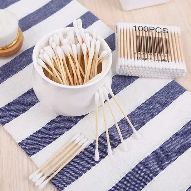 500pcs Double Head Cotton Swab Women Makeup Cotton Buds Tip for Wood Sticks Nose Ears Cleaning Health Care Tools 2030