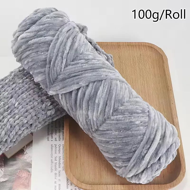 Chenille Velvet Yarn 100g Roll Soft Plush Polyester For Knitting Crochet DIY Crafts