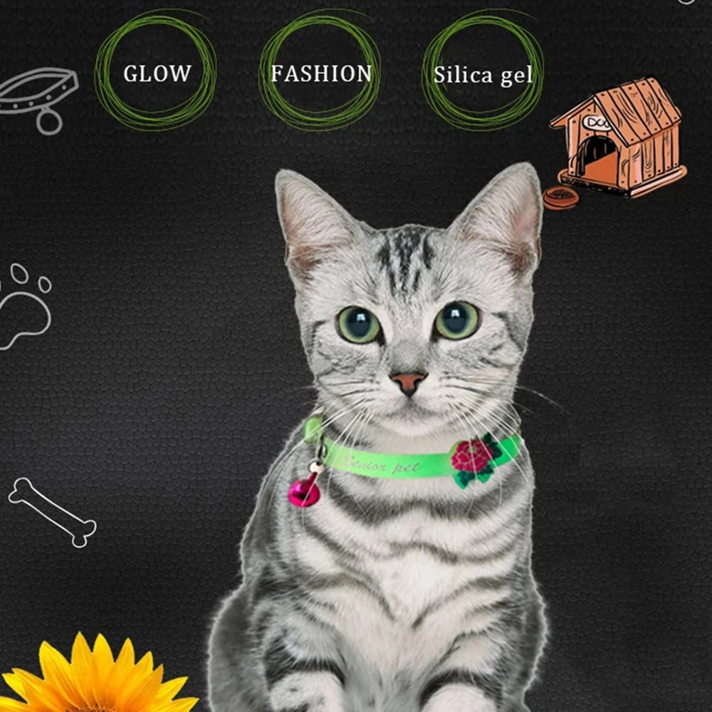 Decoration Luminous Cat Necklace Glow Collar With Bell For Cats