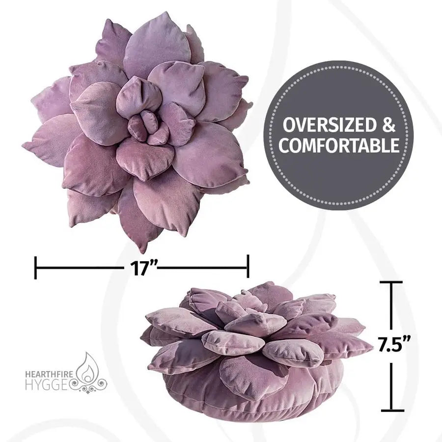 DreamWeave Purple Cactus Flower Pillow Handstitched - 3D Decor Throw Pillow For Bedroom Living Room Nursery