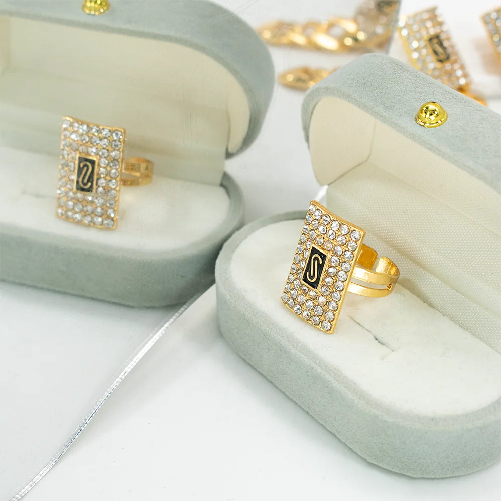 GZPEI Women Fashion Jewelry Set Cuban Chain Necklace Ring