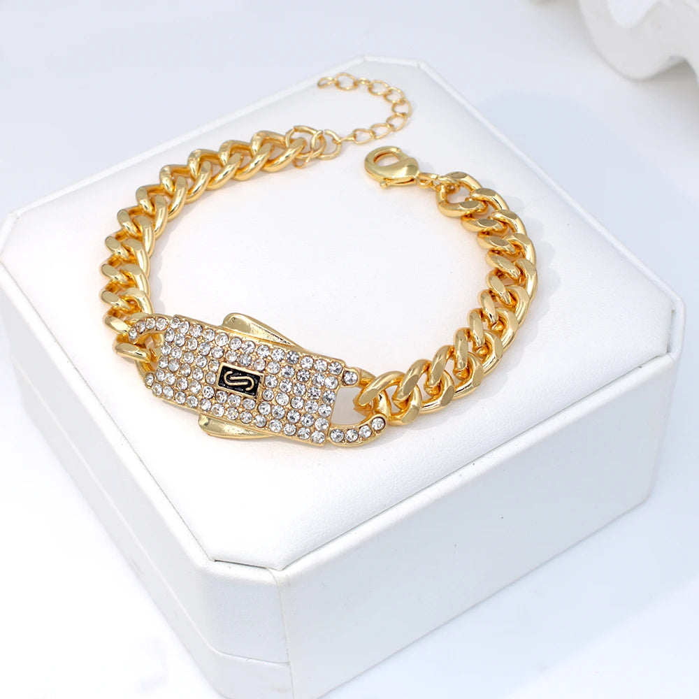 GZPEI Women Fashion Jewelry Set Cuban Chain Necklace Ring