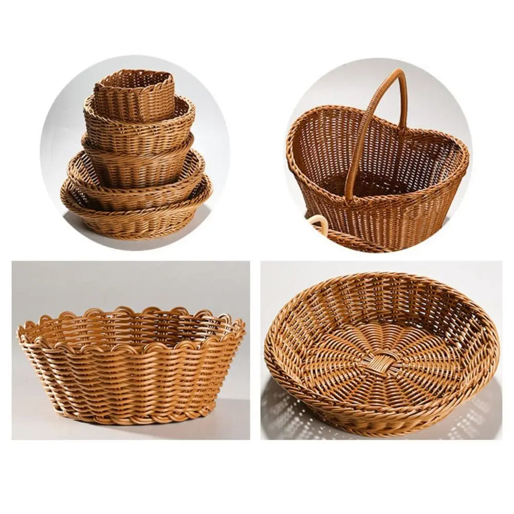 Handwoven Plastic Storage Basket For Kitchen And Home Organization