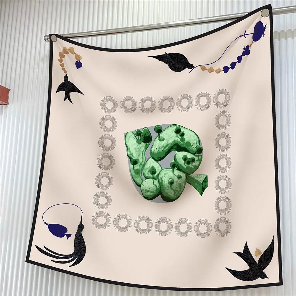 Elegant Silk Floral Square Scarf for Women Hijab Shawl Accessory