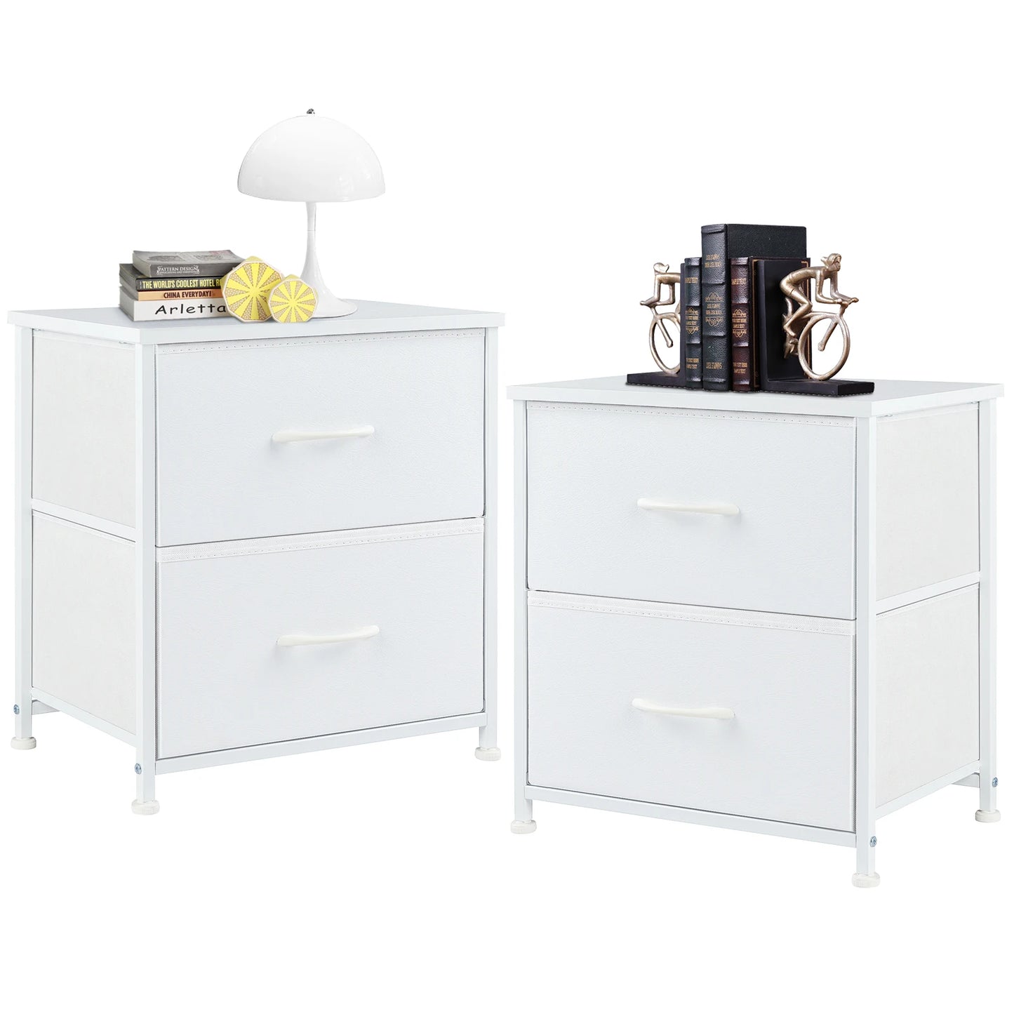 JHK Modern Metal Living Room Storage Cabinet With Fabric Drawers