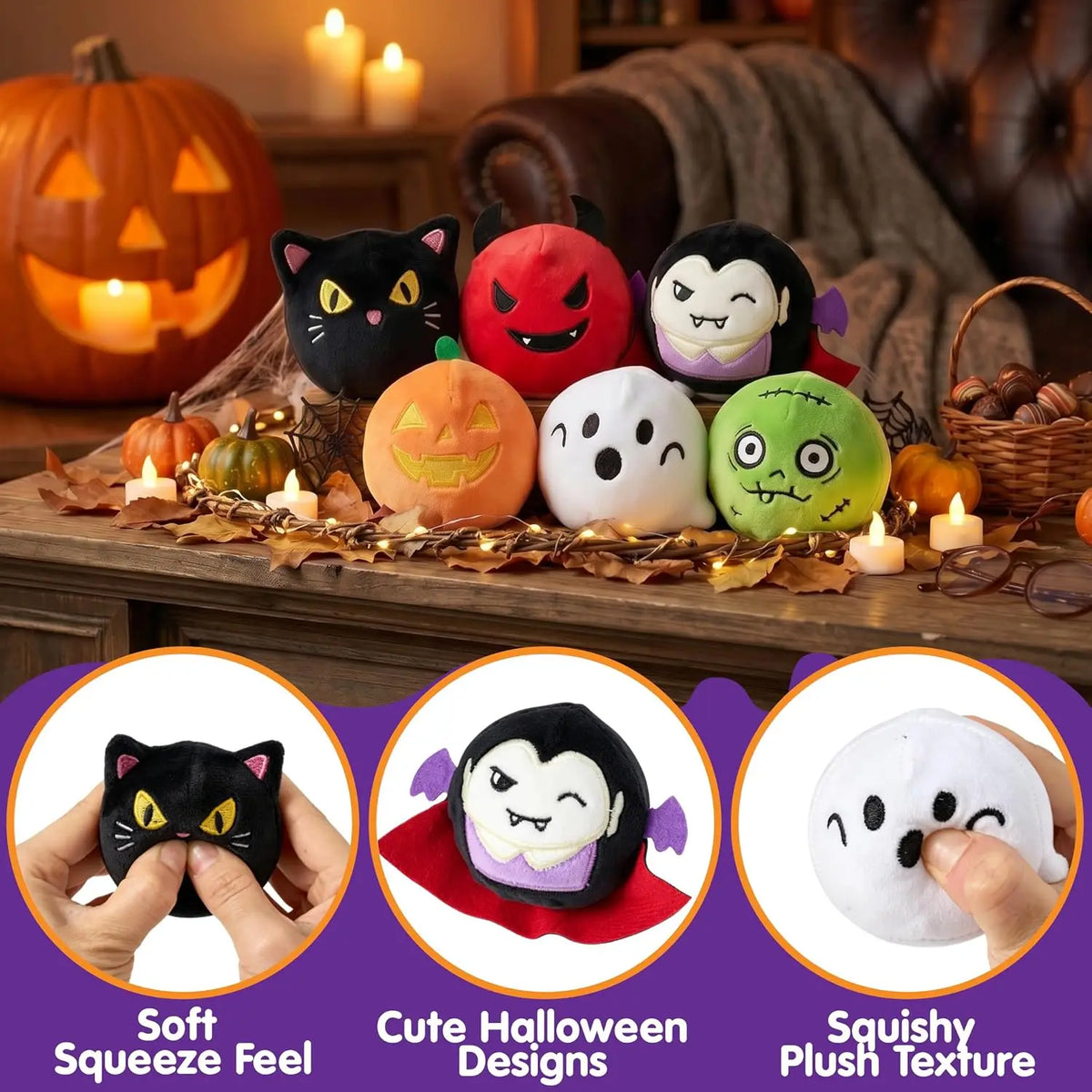 Joyfy Plush Halloween Bouncy Balls Quiet Toy For Party Favor
