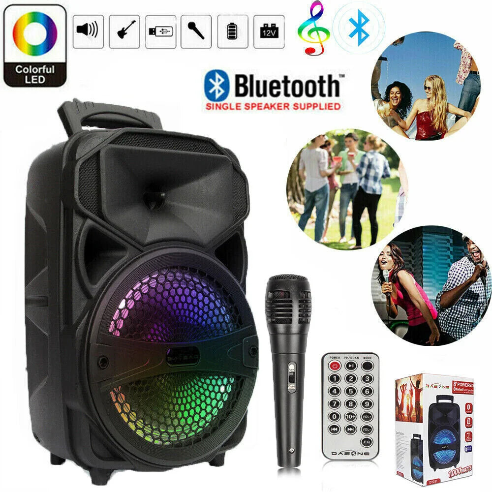 Curuk Portable Wireless Bluetooth Speaker With Led Lights And Mic