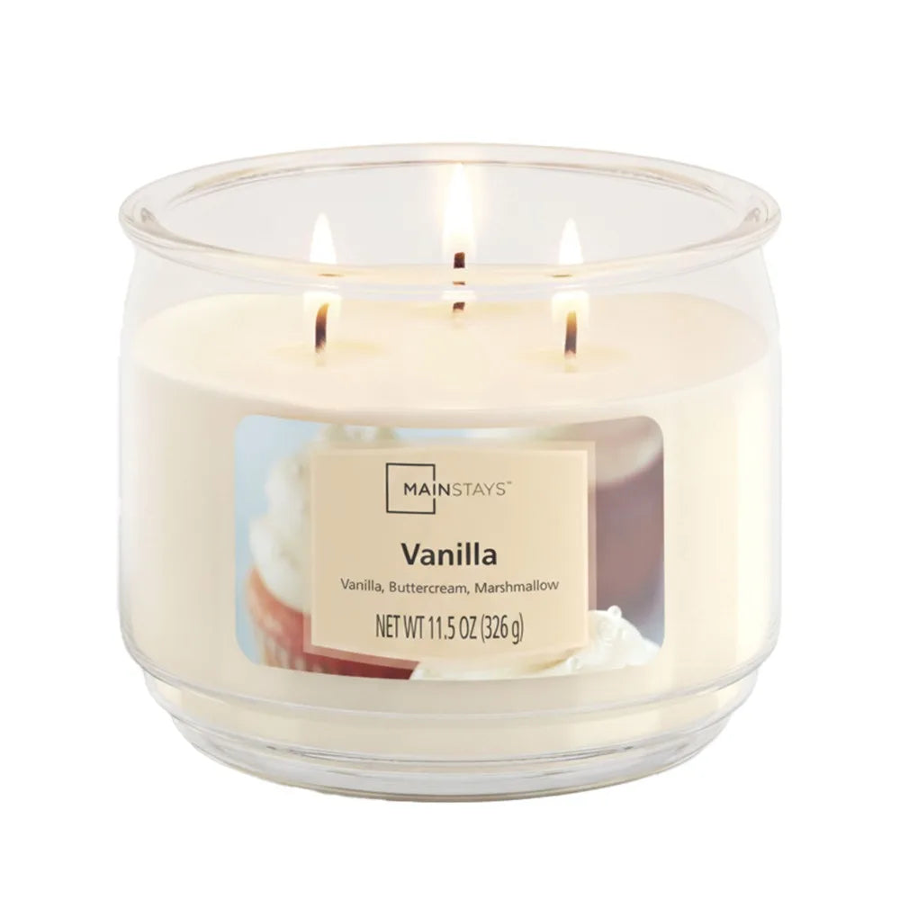 Vanilla Scented Glass Jar Candle 3 Wick Aromatherapy Decor