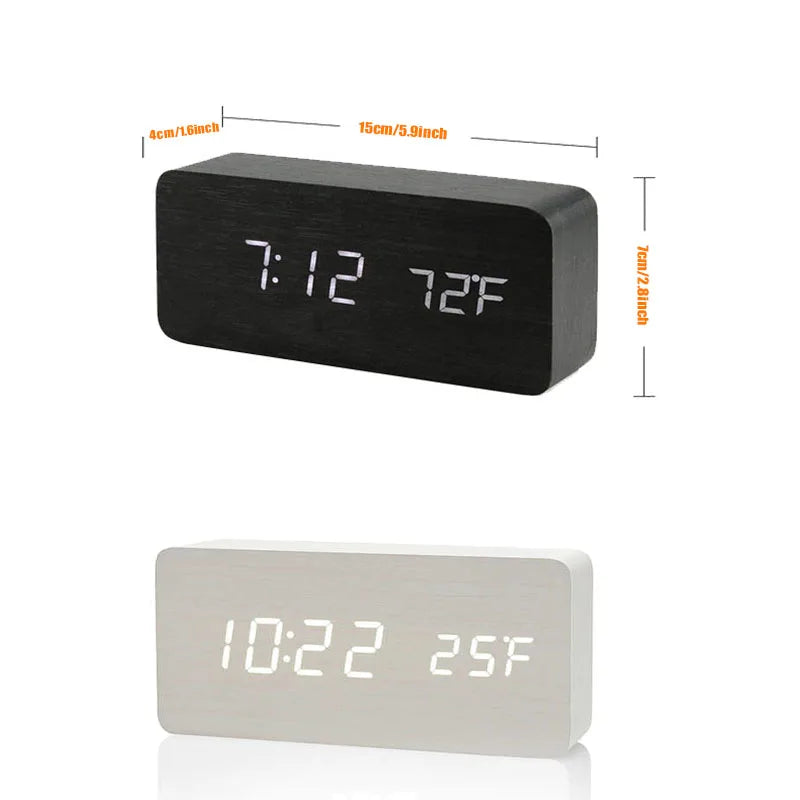 Niditon Wooden Digital Alarm Clock With Temperature Display