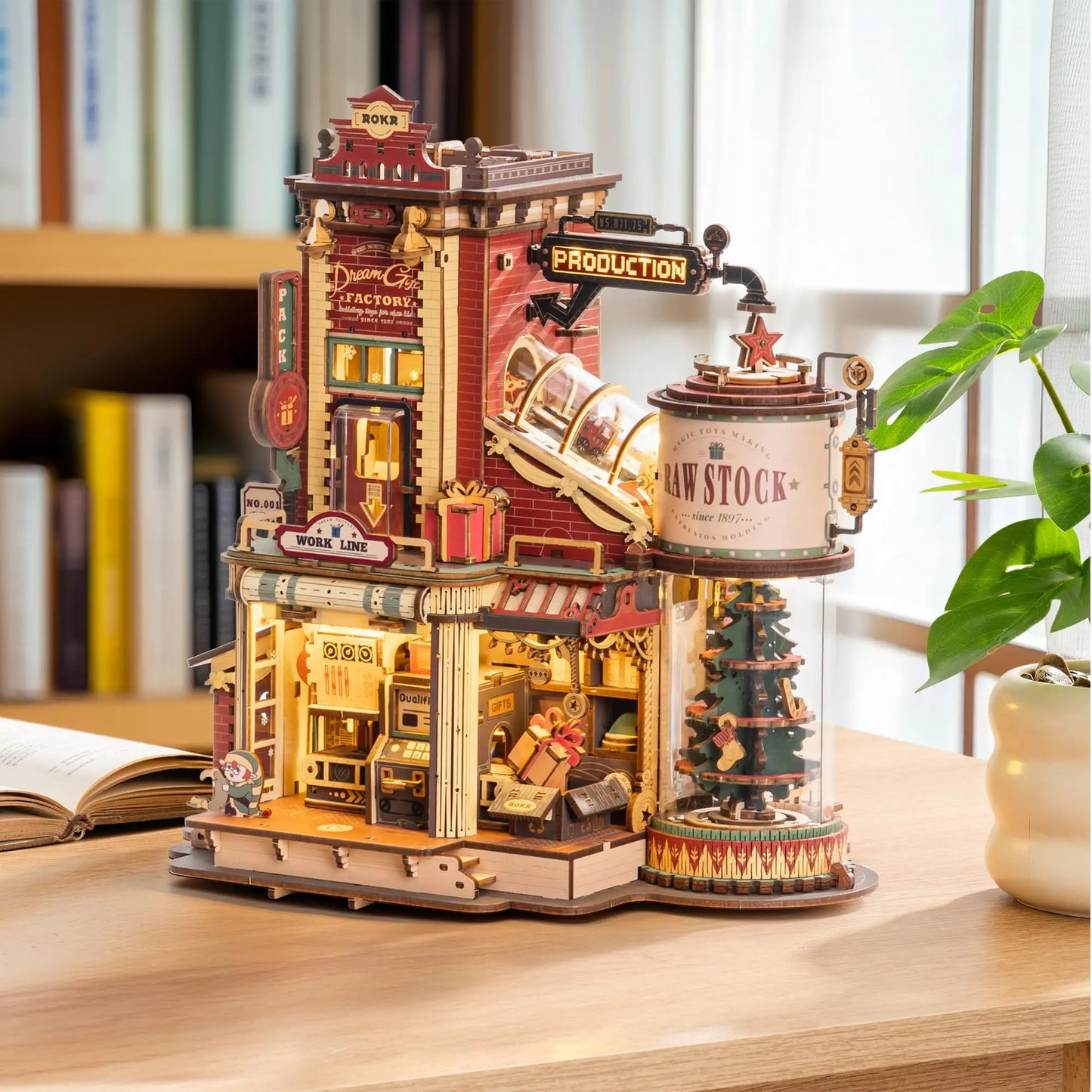 Robotime Dream Gift Factory 3D Wooden Puzzle Home Decor Light