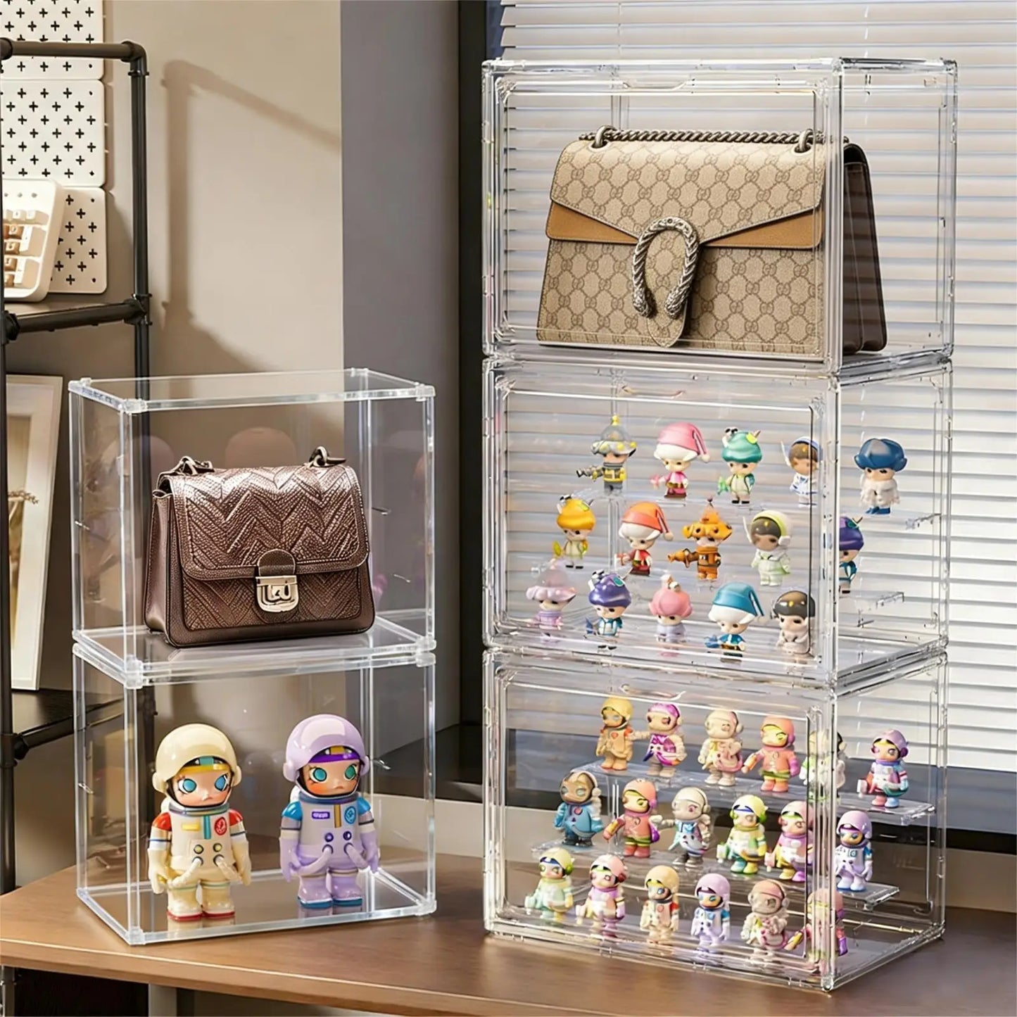 Stackable Acrylic Display Case With Magnetic Door For Figures