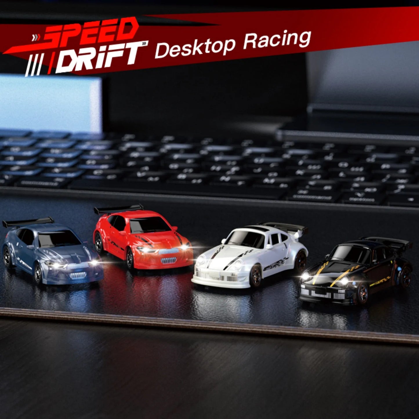 ANTSIR 1/64 2.4G Desktop Mini High Speed Drift Car 4WD Remote Control - Full Proportion Racing Car Toy GTR Race Model