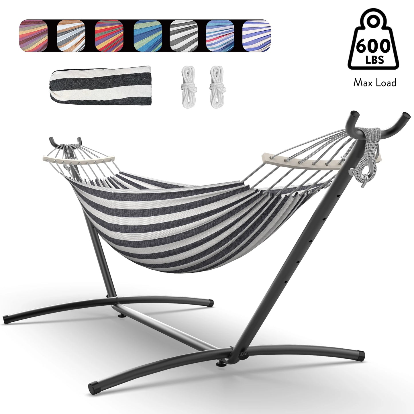 GYROOR Adjustable Stand Hammock With Storage Bag And 600lb Capacity