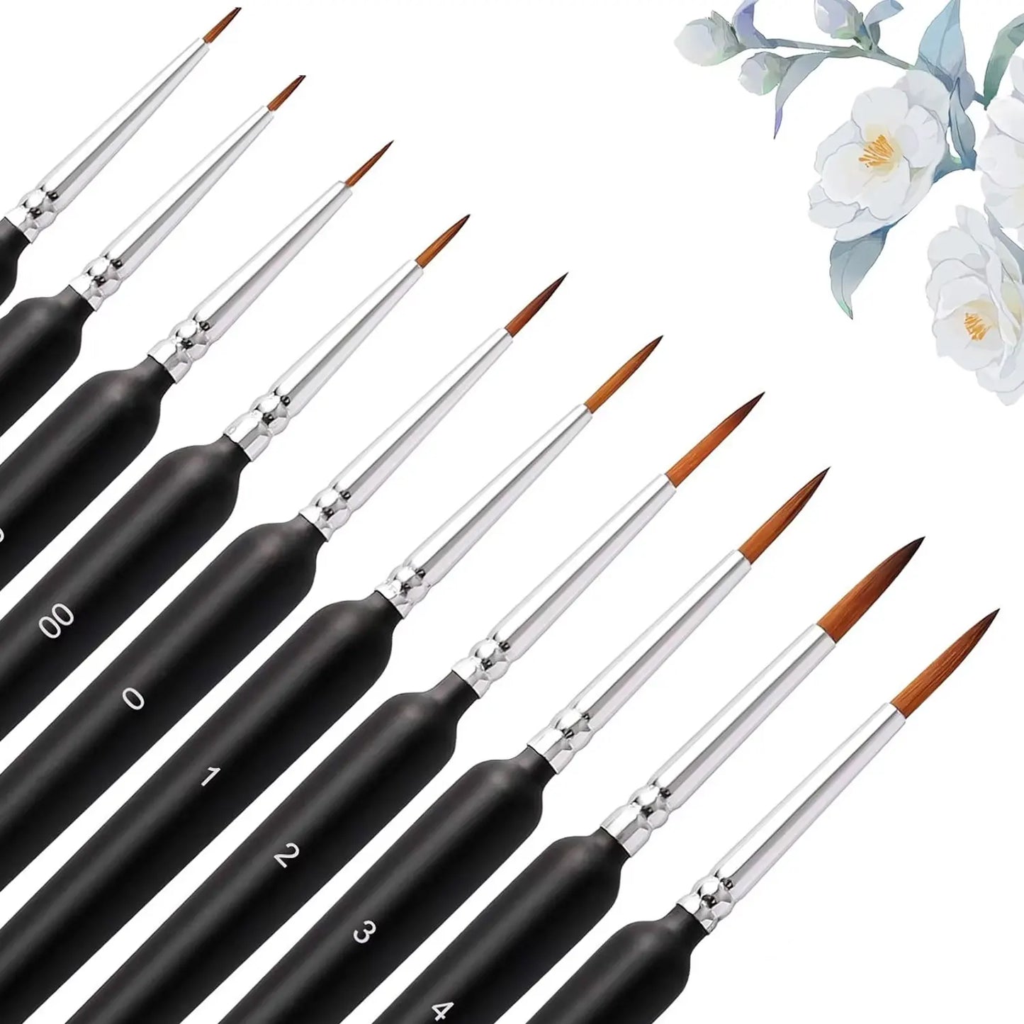 Miniature Detail Tip Paint Brush Set With Ergonomic Handles Acrylic
