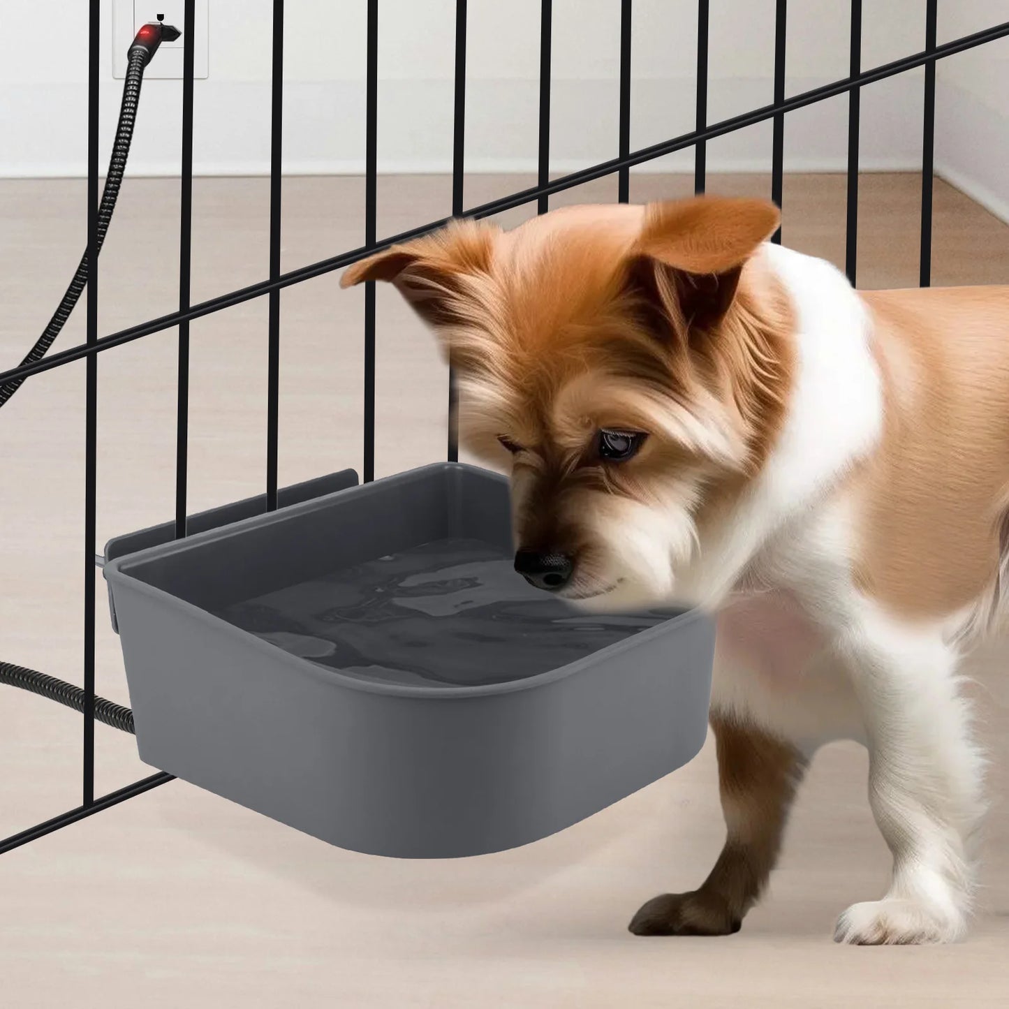 Plastic Heated Water Bowl 1L Hanging Pet Water Bowl for Dogs Cats Rabbits All Breed Sizes