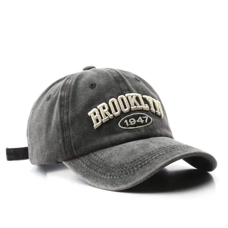 Retro Brooklyn Letter Embroidery Baseball Cap Unisex Cotton Adjustable Hat