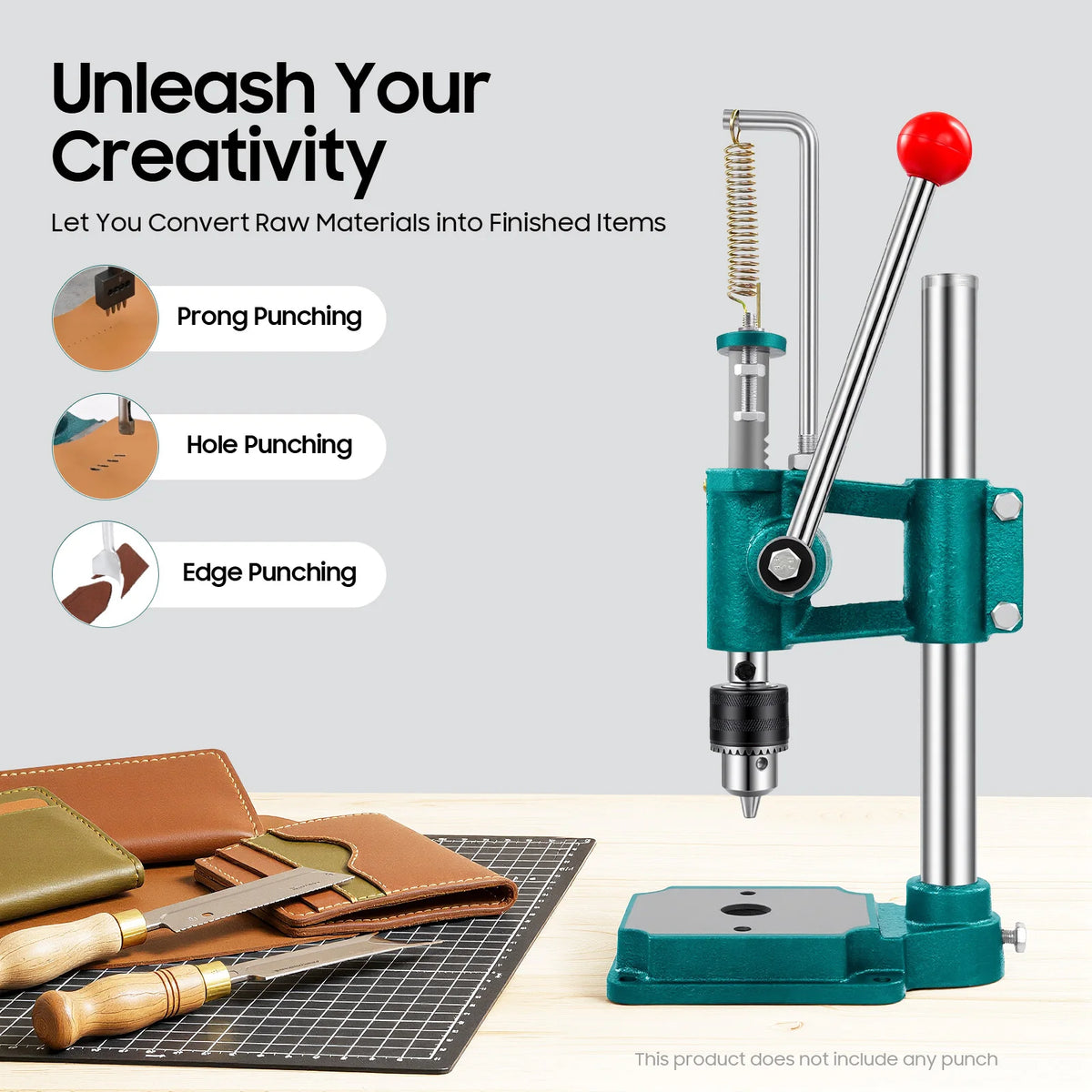Bymaocar Adjustable Manual Leather Hole Puncher Machine