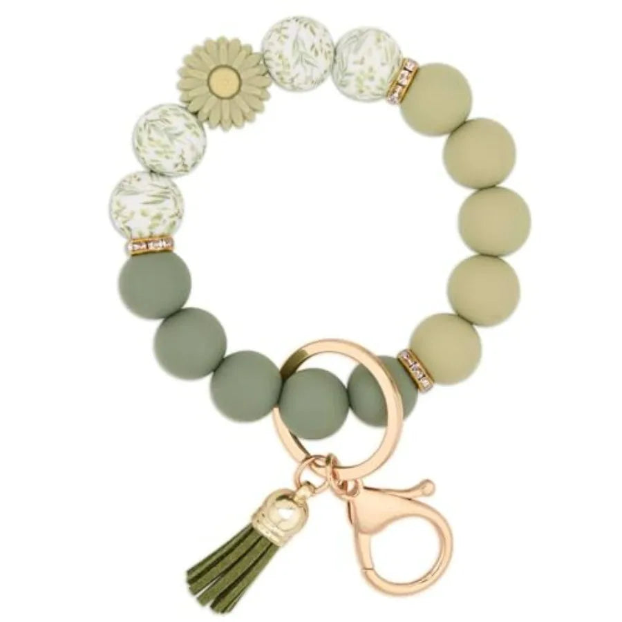 Silicone Beaded Keychain Wristlet For Women And Girls