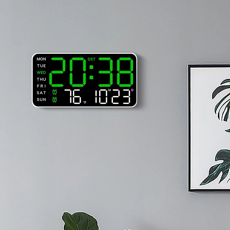 Digital Wall Clock With Temp Date Week Display Remote USB