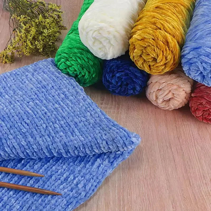 Chenille Velvet Yarn 100g Roll Soft Plush Polyester For Knitting Crochet DIY Crafts