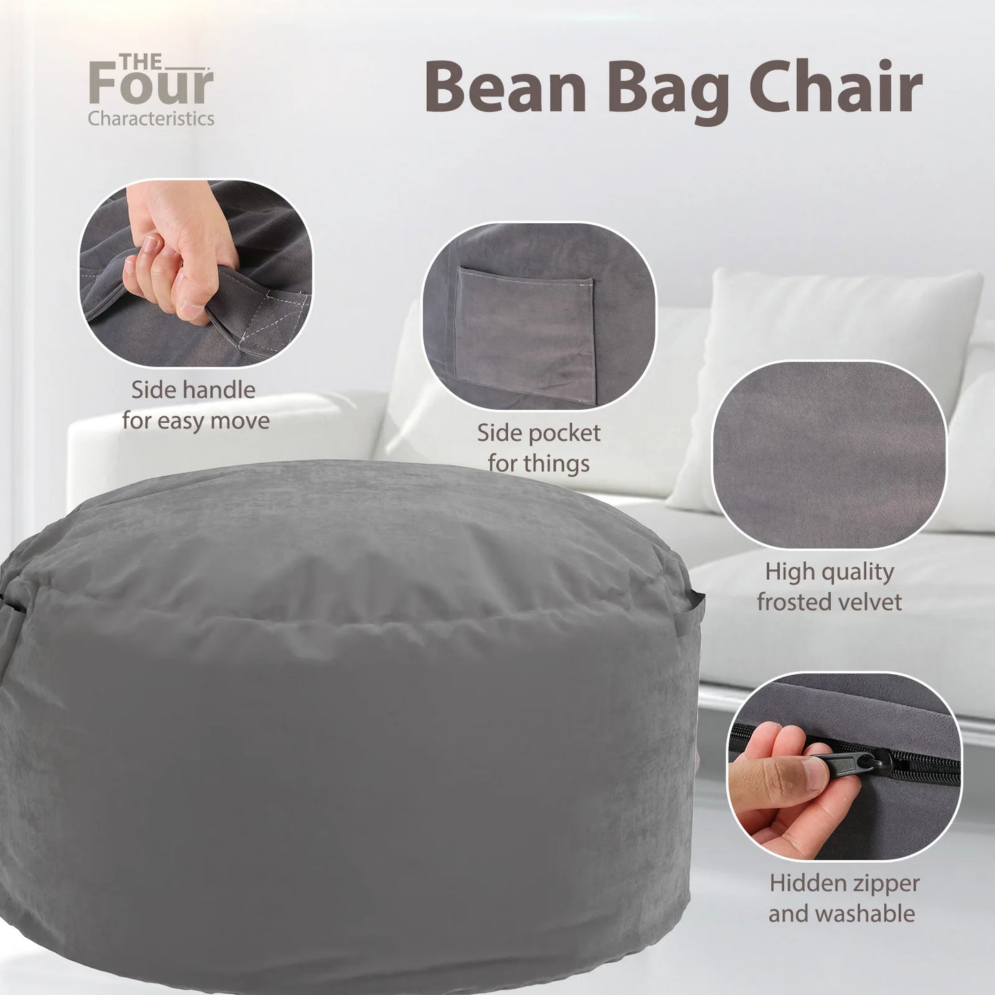 JHK Oversized Bean Bag Chair Removable Cover For Gaming