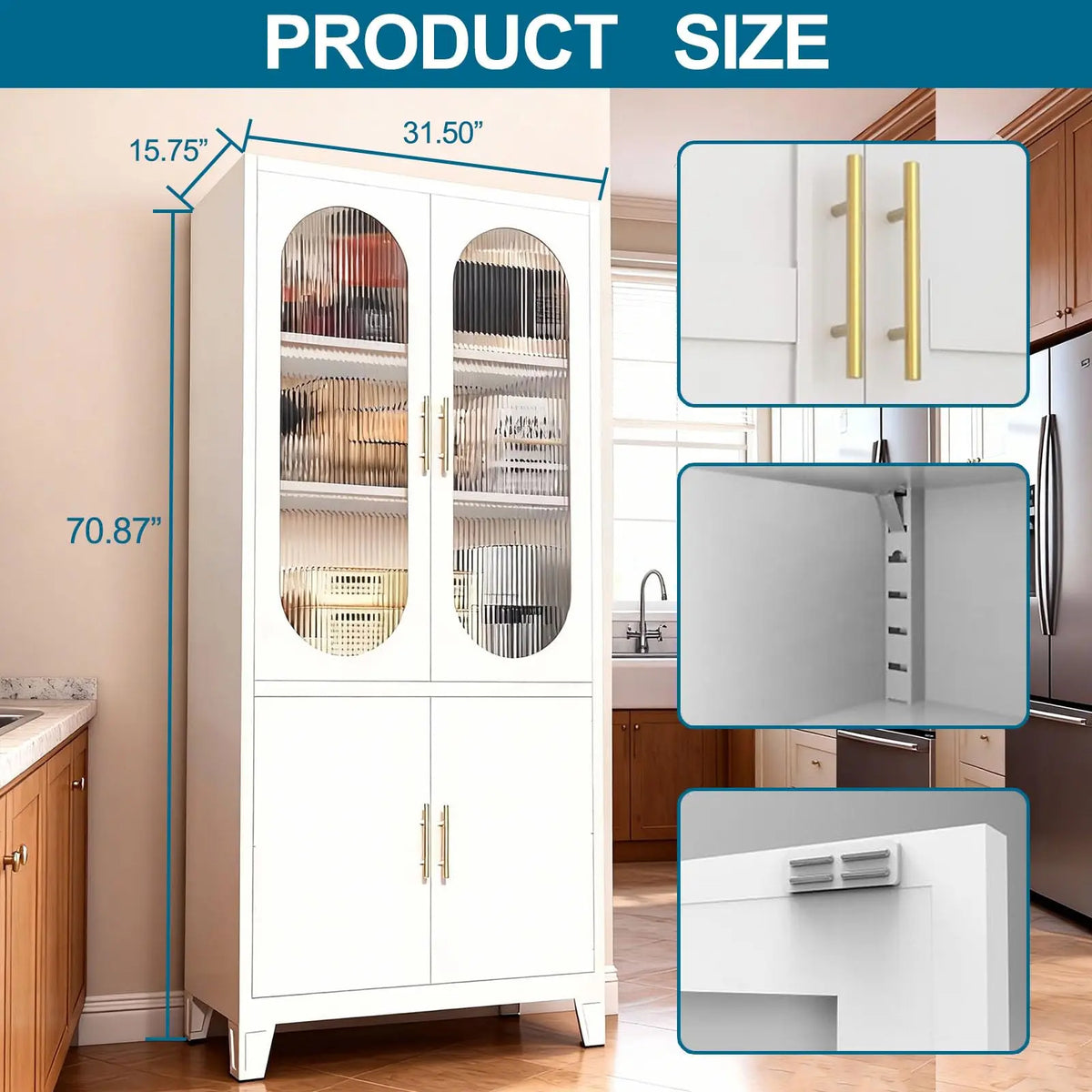 EliteZ Metal Kitchen Pantry Cabinet With Adjustable Shelves and Doors