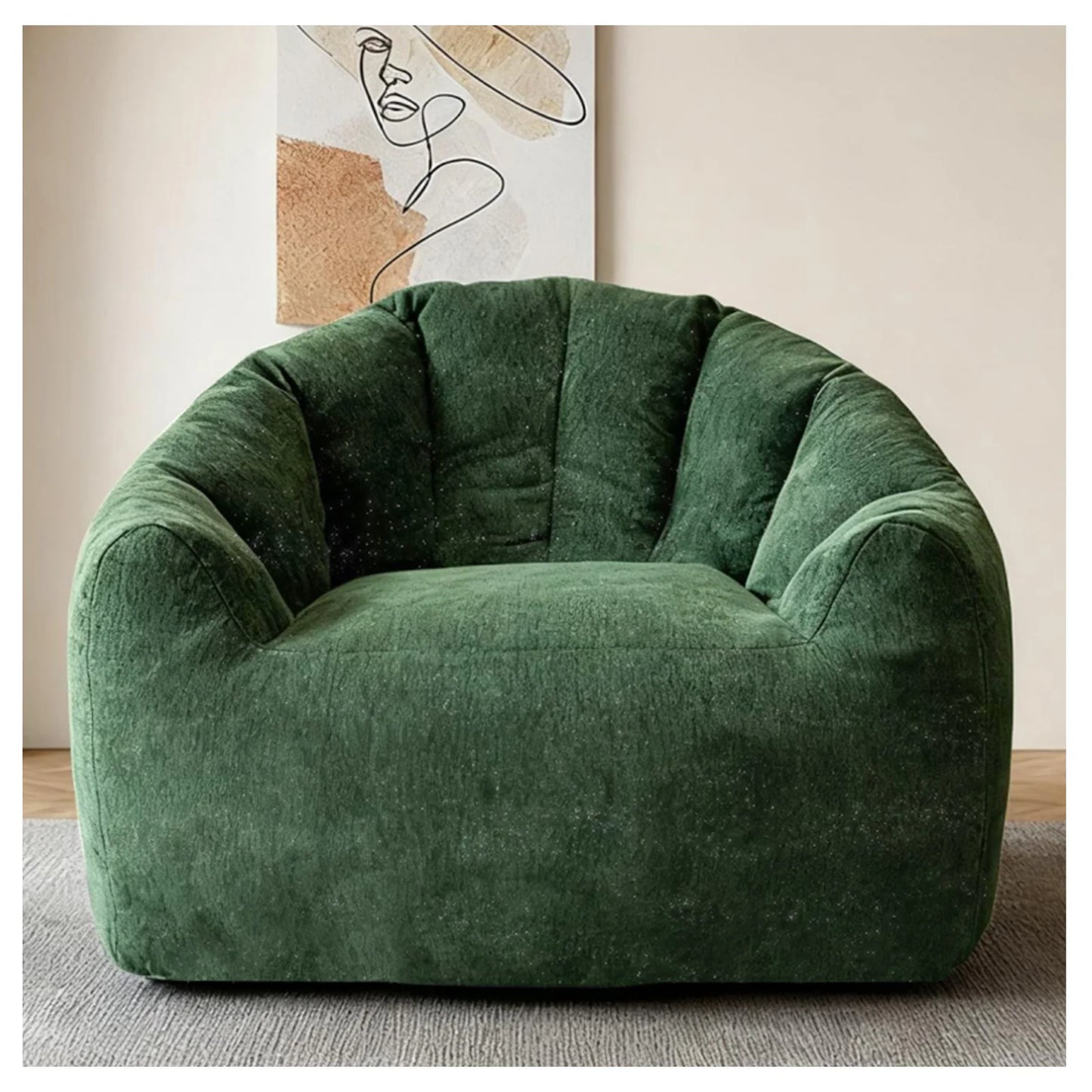 Adult Bean Bag Chair With Rabbit Fur Fabric And Memory Foam Reading Chair
