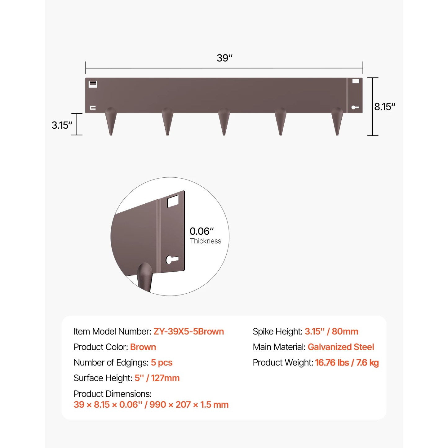 VEVOR Steel Landscape Edging Rust Resistant Bendable Garden Border