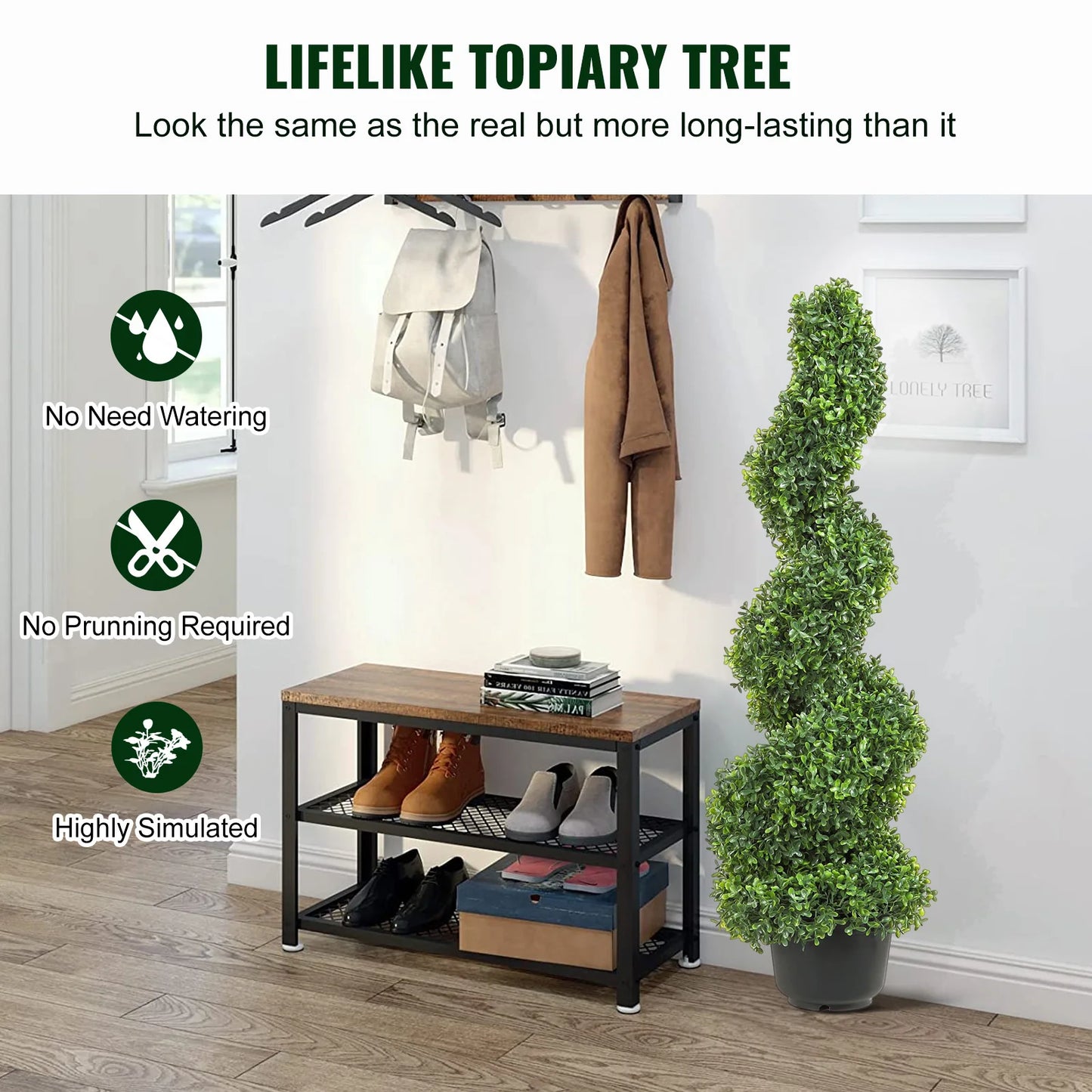 Artificial Boxwood Tower Topiary Spiral Plant For Outdoor Garden Decor