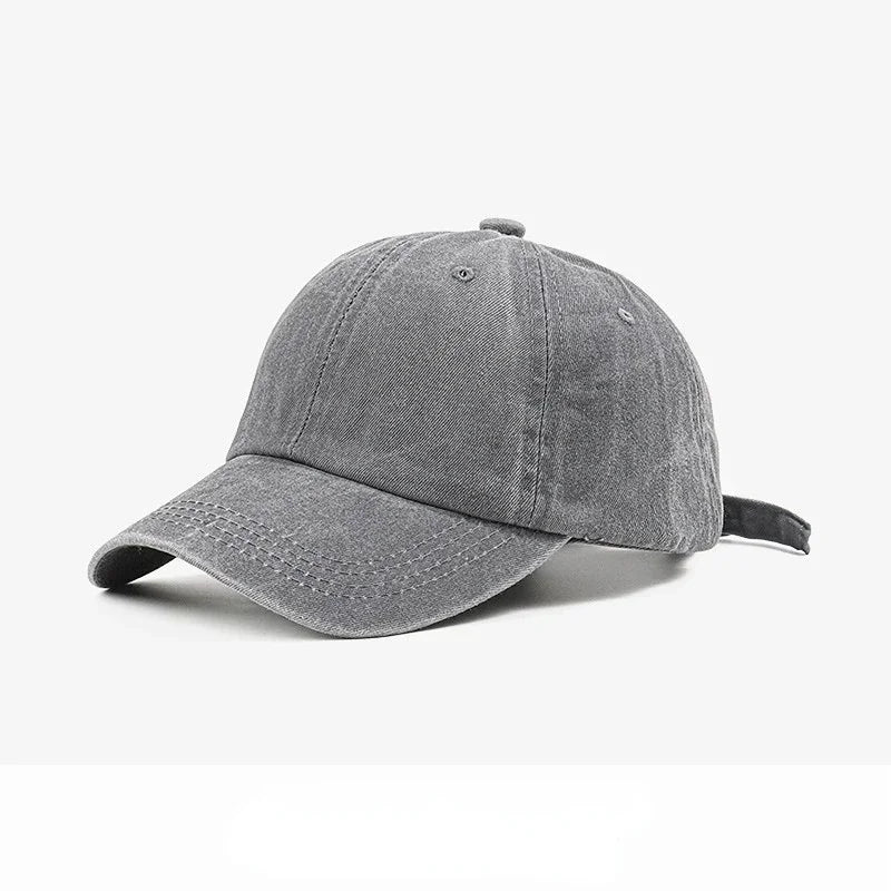 Arthmix Solid Washed Denim Baseball Cap Unisex Cotton Sun Protection Hat