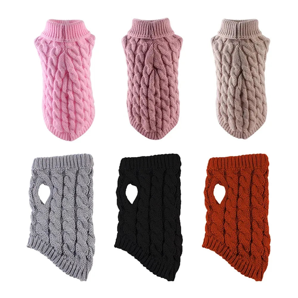 NONECN Dog Sweater Autumn Winter Solid Knit Warm Coat