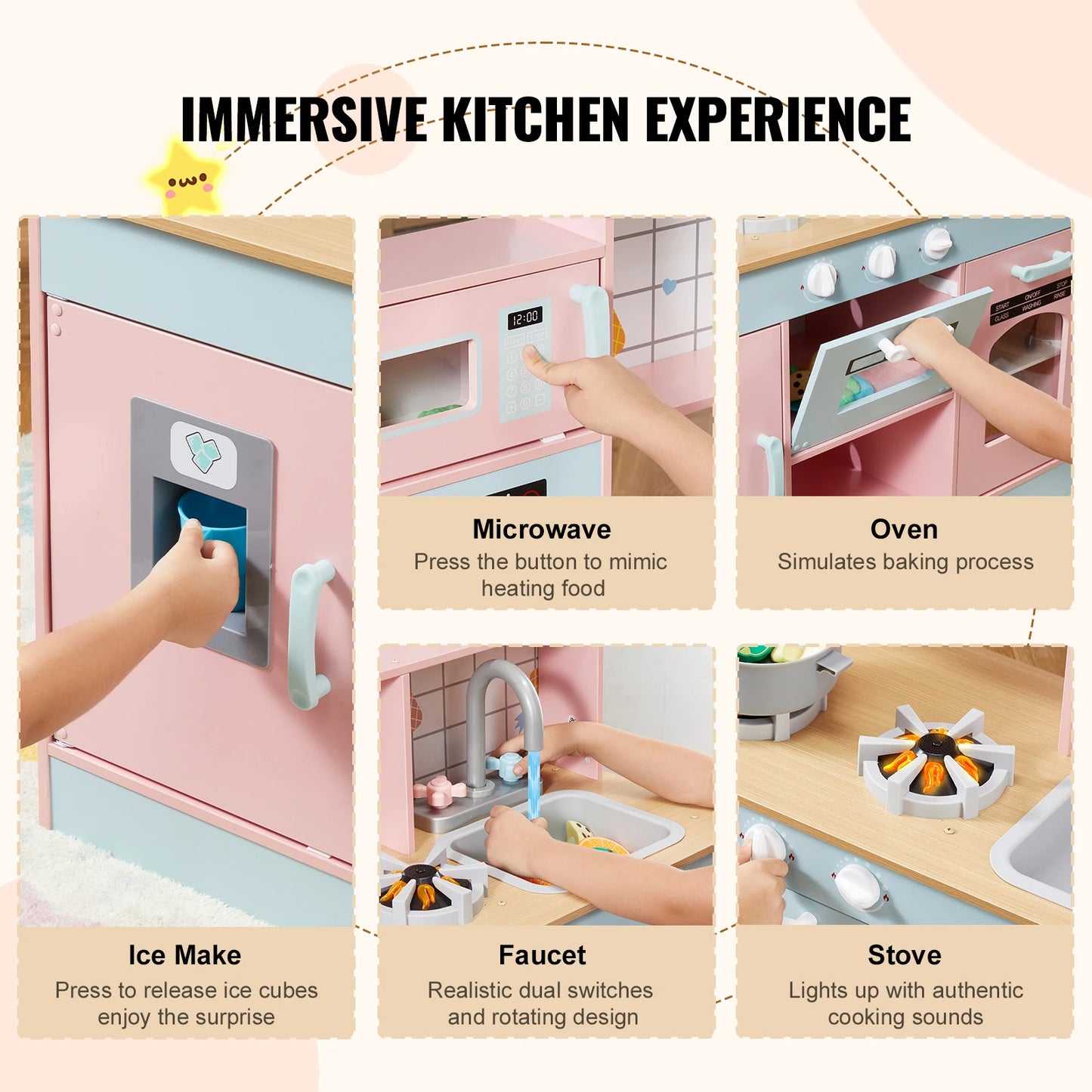 SucceBuy Pretend Play Cooking Toy Chef Set With Lights And Sounds