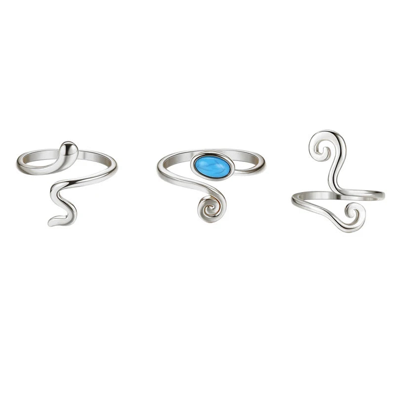 Three Piece Adjustable Toe Rings for Women Open Geometric Jewelry
