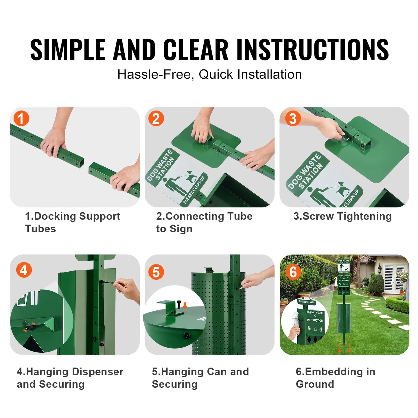 SucceBuy Dog Waste Station With Hand Wash Bottle Outdoor