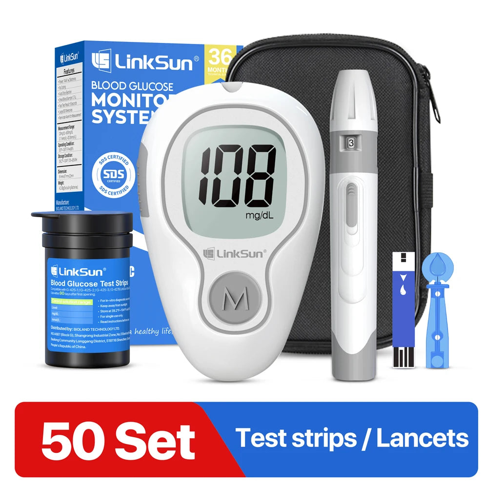 Linksun Blood Glucose Monitor 50 Strips Lancing Device